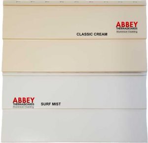 Aluminium Cladding Colours | Abbey Thermalboards - Classic Cream and Surf Mist